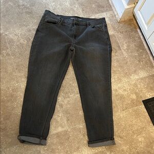 Old Navy Mid Rise Wow Boyfriend Dark Gray Denim Jeans Size 16